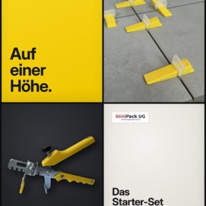 Starter-Set Fliesen-Nivelliersystem (Zuglaschen, Keile und Metallzange) gelb – Bild 3